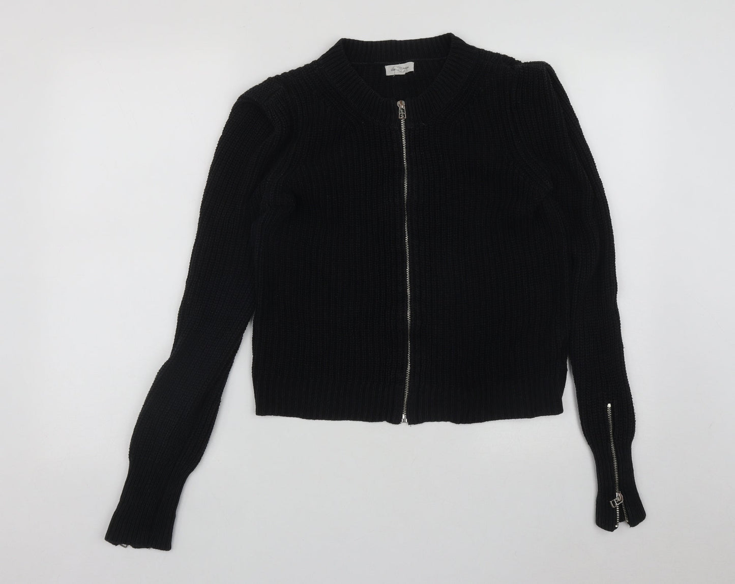 Silence + Noise Womens Black Round Neck  Acrylic Cardigan Jumper Size S