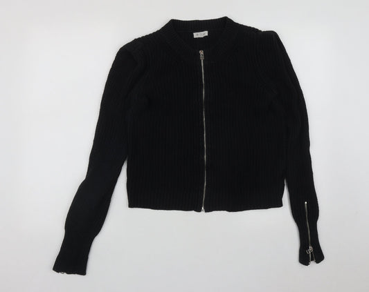 Silence + Noise Womens Black Round Neck  Acrylic Cardigan Jumper Size S