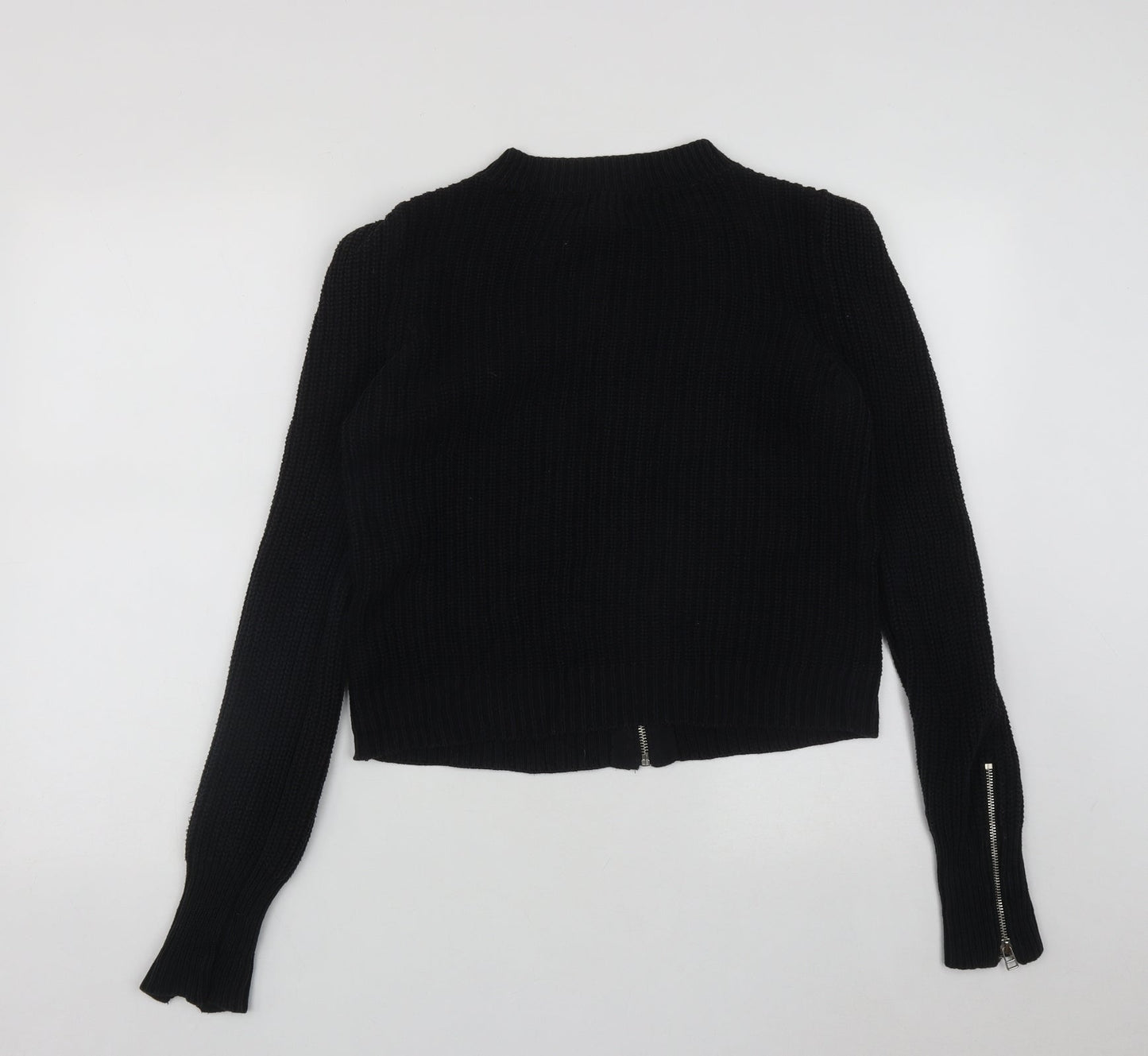 Silence + Noise Womens Black Round Neck  Acrylic Cardigan Jumper Size S
