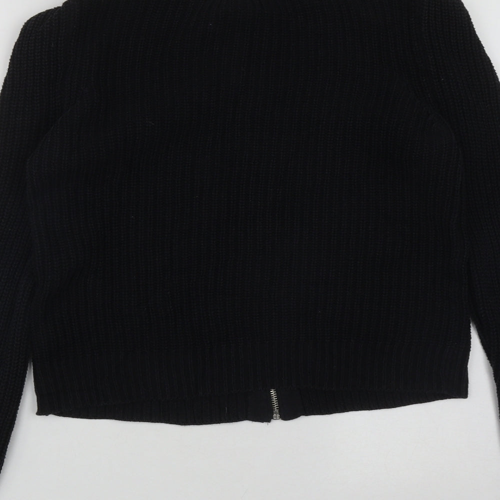 Silence + Noise Womens Black Round Neck  Acrylic Cardigan Jumper Size S