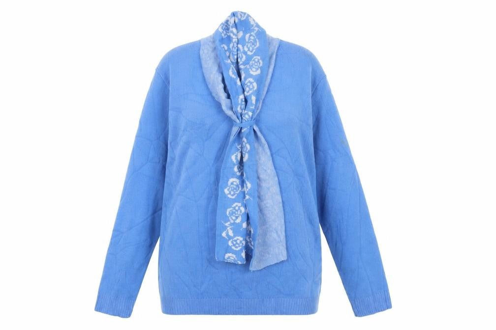 Autonomy Womens Blue High Neck Geometric Acrylic Pullover Jumper Size 10