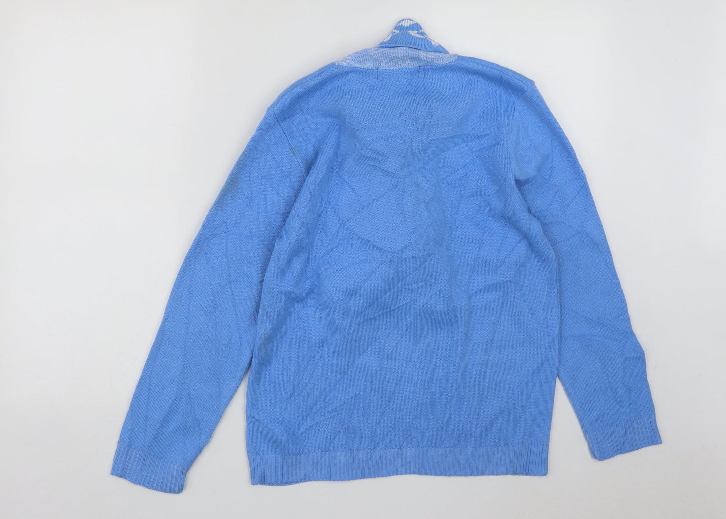 Autonomy Womens Blue High Neck Geometric Acrylic Pullover Jumper Size 10