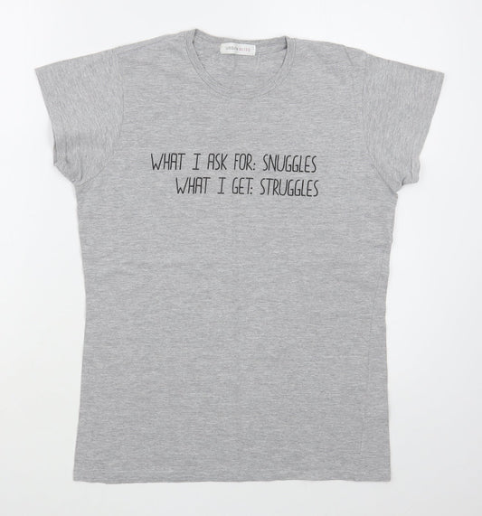 Urban Bliss Womens Grey  100% Cotton Basic T-Shirt Size 12 Round Neck