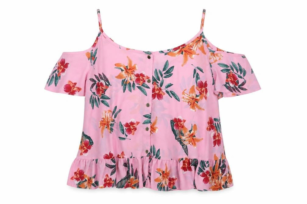Atmosphere Womens Pink Floral Polyester Basic Blouse Size 14 Scoop Neck