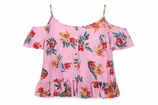 Atmosphere Womens Pink Floral Polyester Basic Blouse Size 14 Scoop Neck