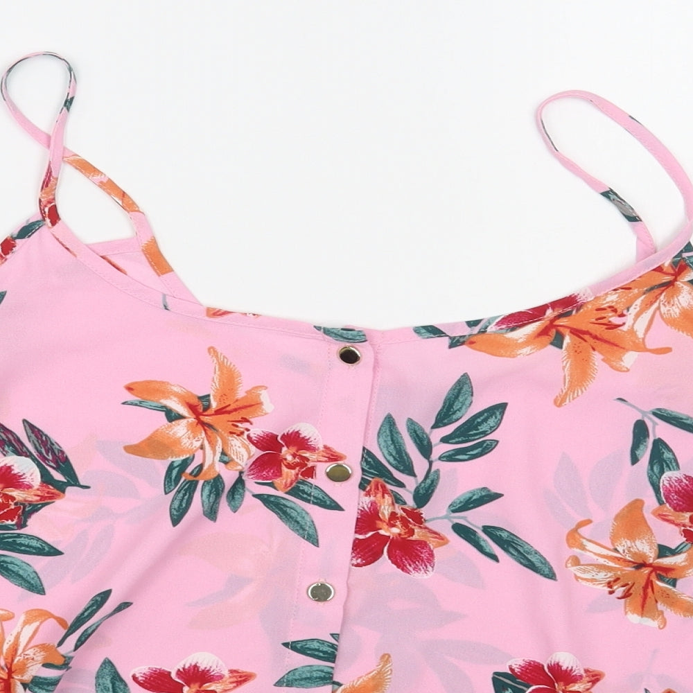 Atmosphere Womens Pink Floral Polyester Basic Blouse Size 14 Scoop Neck