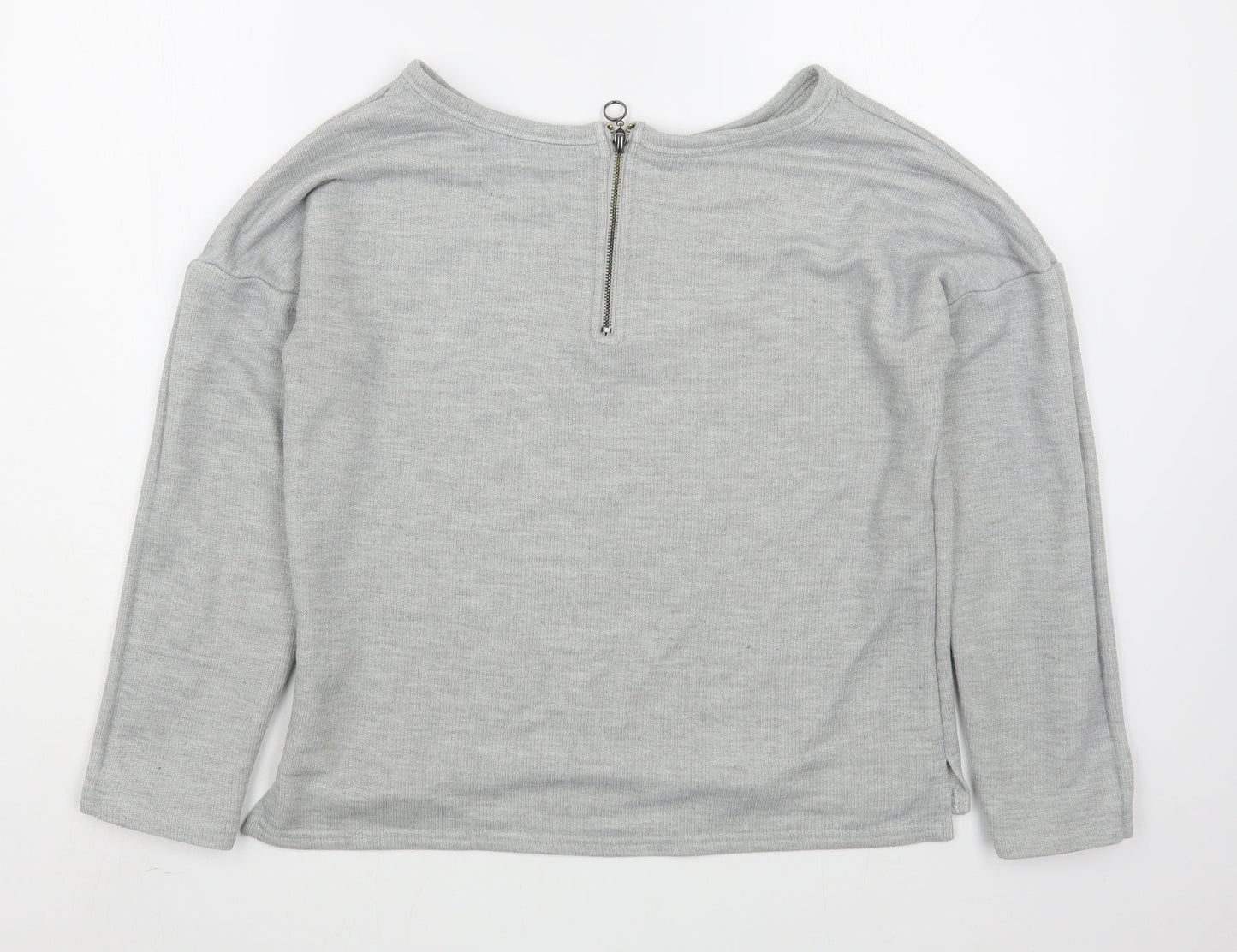 New Look Womens Grey  Polyester Pullover Sweatshirt Size 12  Zip
