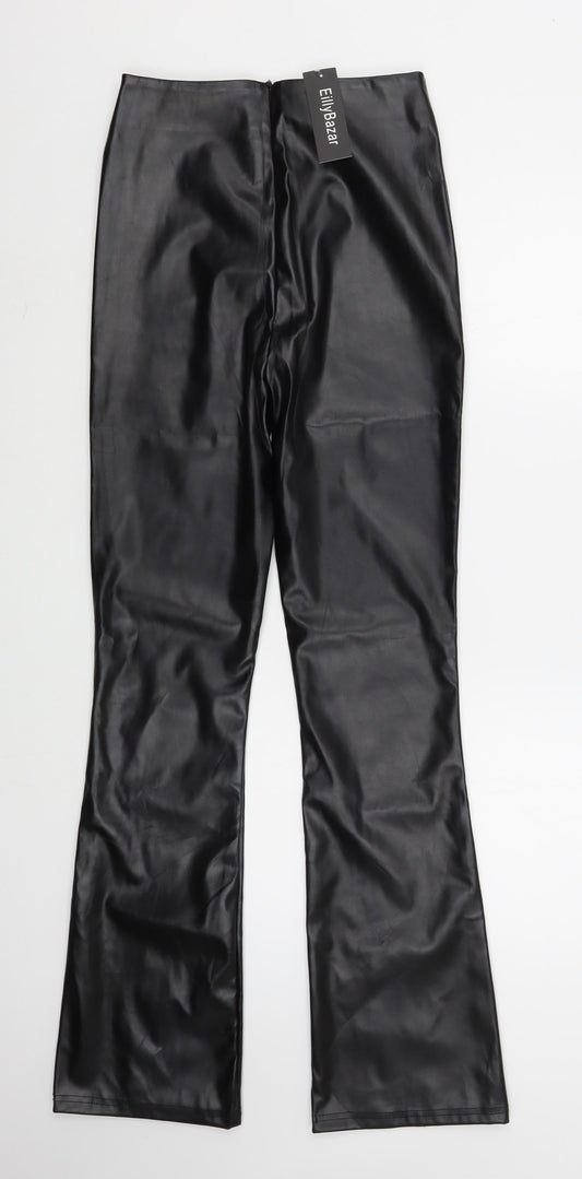 Eilly Bazar Womens Black  Polyester Trousers  Size XS L32 in Regular Zip
