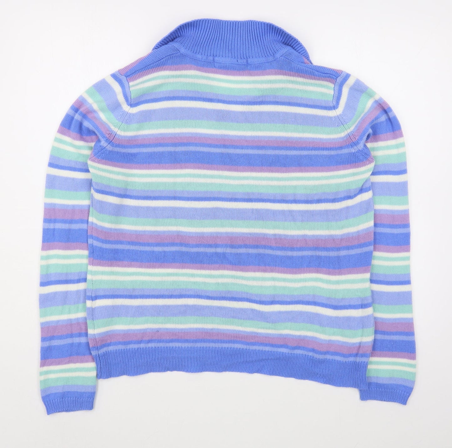 EWM Womens Multicoloured Collared Striped Acrylic Pullover Jumper Size L