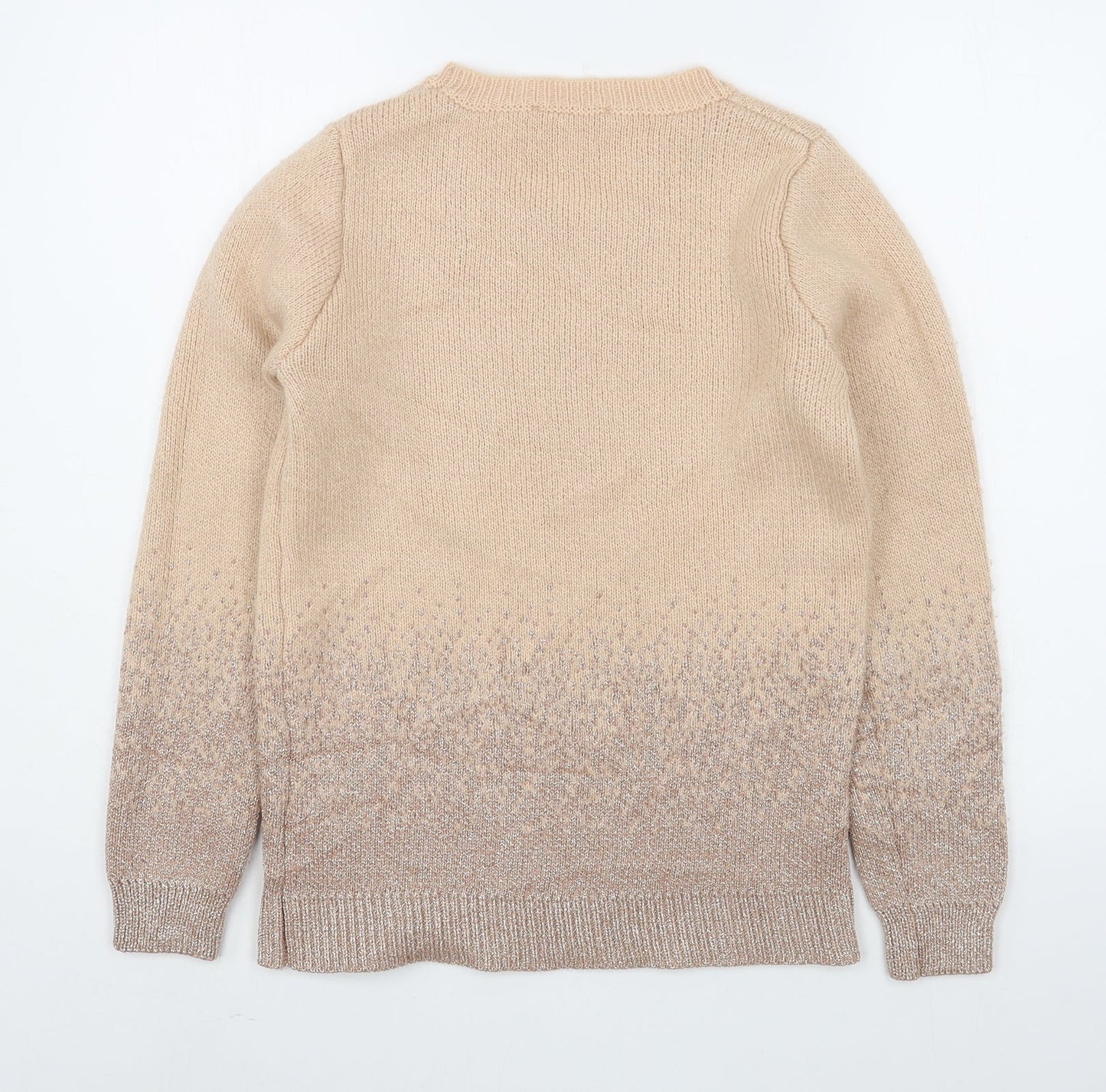 Oasis Womens Beige Round Neck  Acrylic Pullover Jumper Size XS
