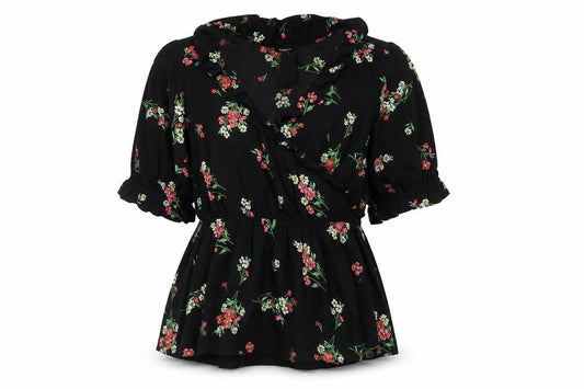 Simply Be Womens Black Floral Polyester Wrap Dress  Size 8  V-Neck Pullover
