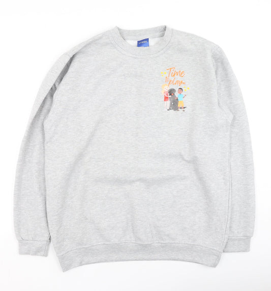Uneek Womens Grey  Cotton Pullover Sweatshirt Size L