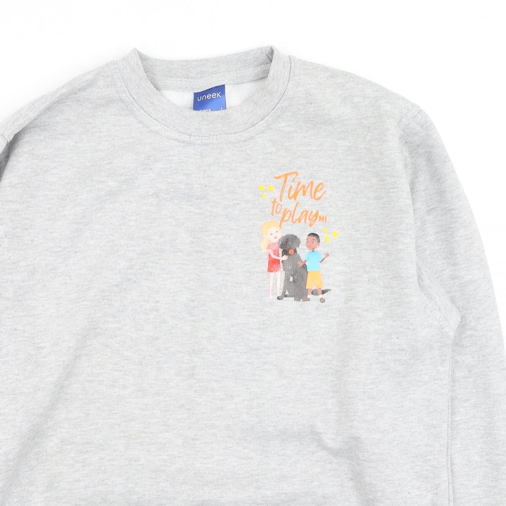 Uneek Womens Grey  Cotton Pullover Sweatshirt Size L