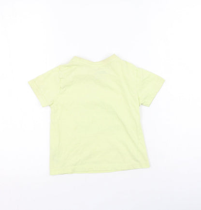 Primark Boys Yellow  Cotton Basic T-Shirt Size 3-4 Years Round Neck