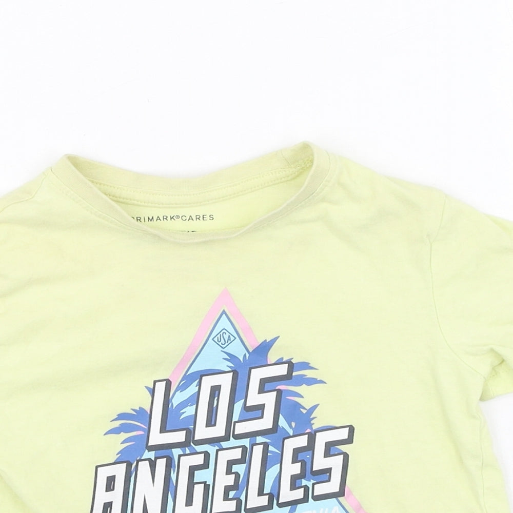 Primark  Boys Yellow  Cotton Basic T-Shirt Size 3-4 Years Round Neck