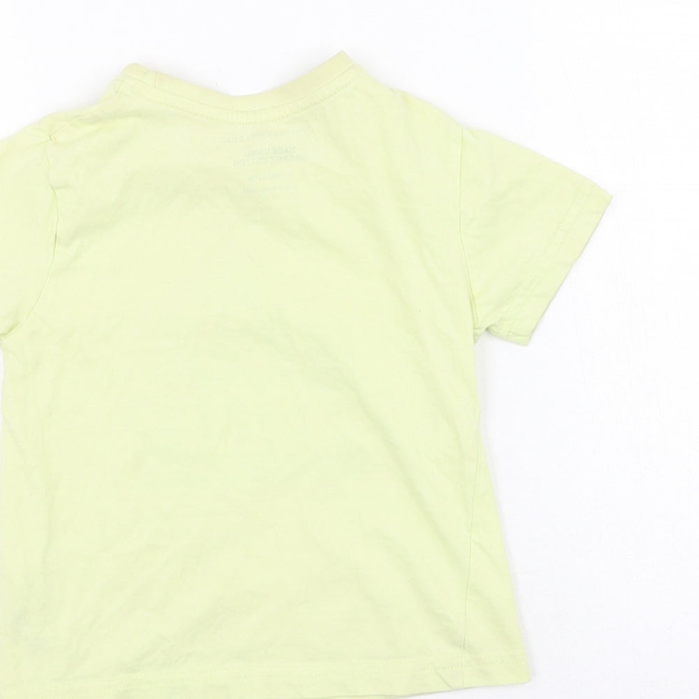 Primark  Boys Yellow  Cotton Basic T-Shirt Size 3-4 Years Round Neck