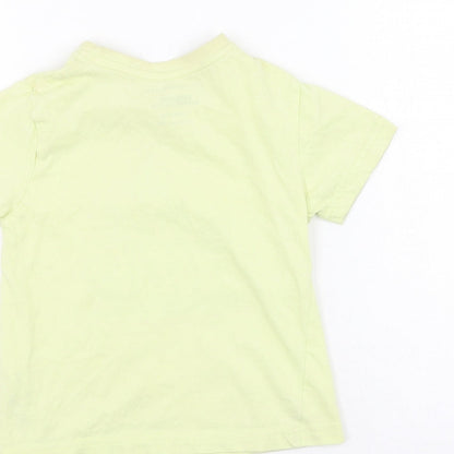 Primark Boys Yellow  Cotton Basic T-Shirt Size 3-4 Years Round Neck
