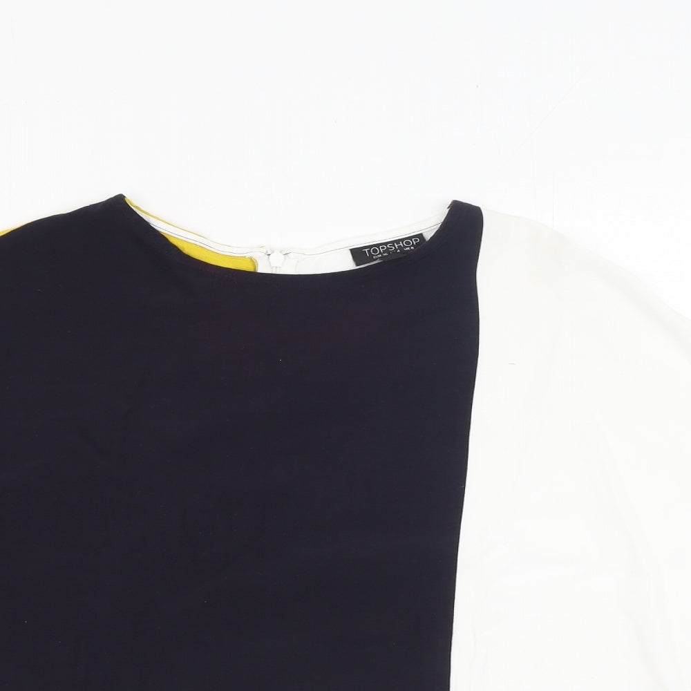 Topshop Womens Multicoloured  Viscose Basic Blouse Size 8 Round Neck