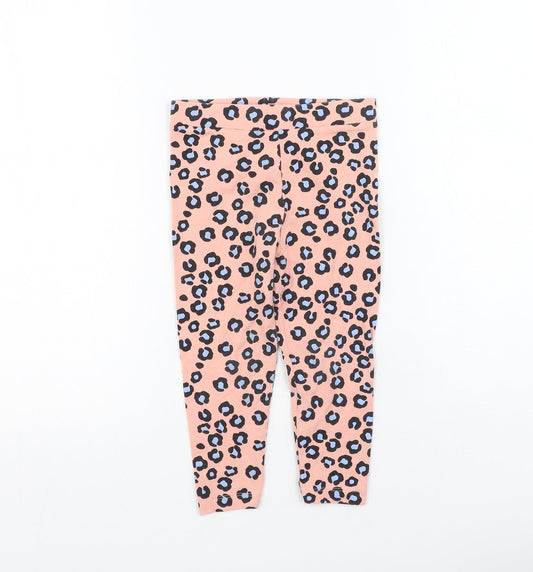 Studio Girls Pink Animal Print Cotton Jegging Trousers Size 2-3 Years  Regular