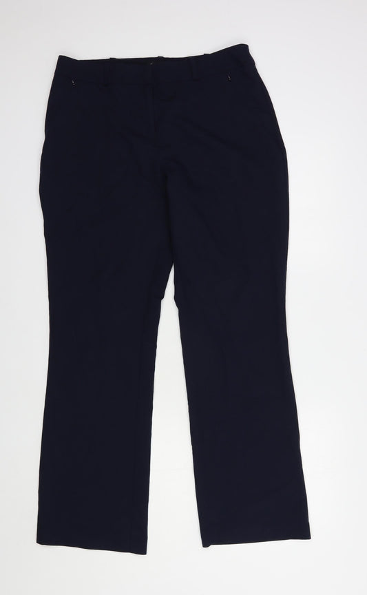 Dunnes Stores Womens Blue  Polyester Dress Pants Trousers Size 12 L30 in Regular Button