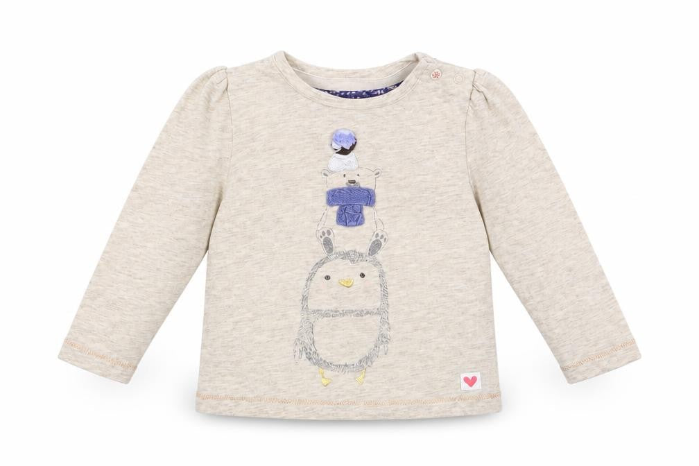 Mothercare Baby Beige  Cotton Pullover Polo Size 6-9 Months V-Neck Snap - Cute Animals