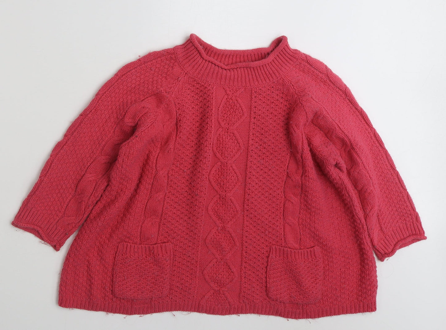 River Island Womens Pink High Neck  Acrylic Pullover Jumper Size 12