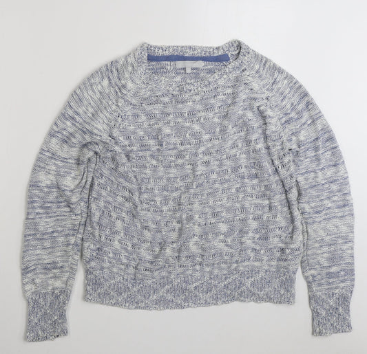 Red Herring Womens Blue Round Neck  Cotton Pullover Jumper Size 16