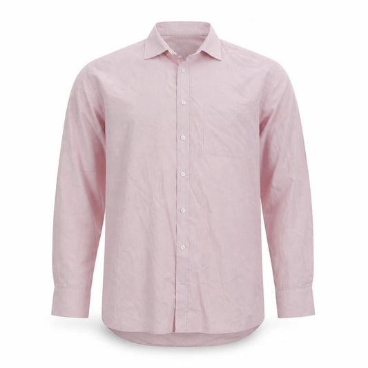 Marks & Spencer Mens Pink Check Polyester  Button-Up Size 16 Collared Button