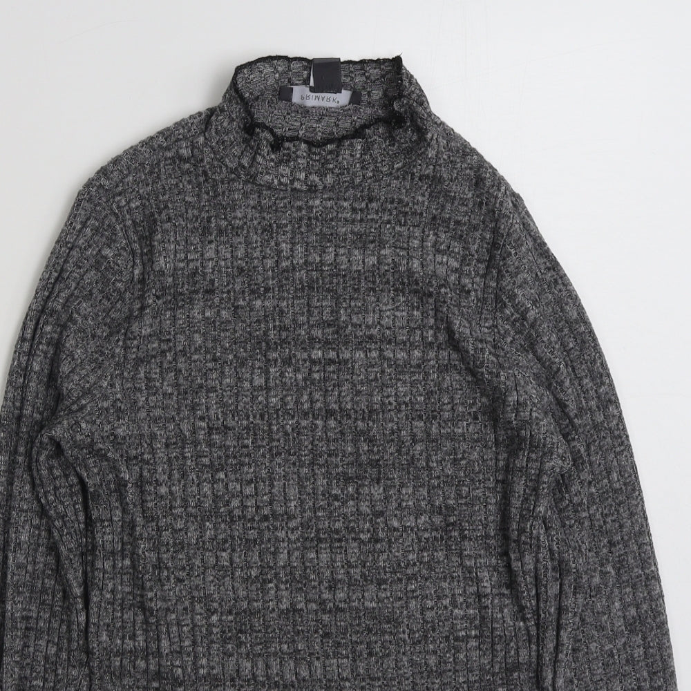 Primark Womens Grey Mock Neck  Polyester Pullover Jumper Size 12