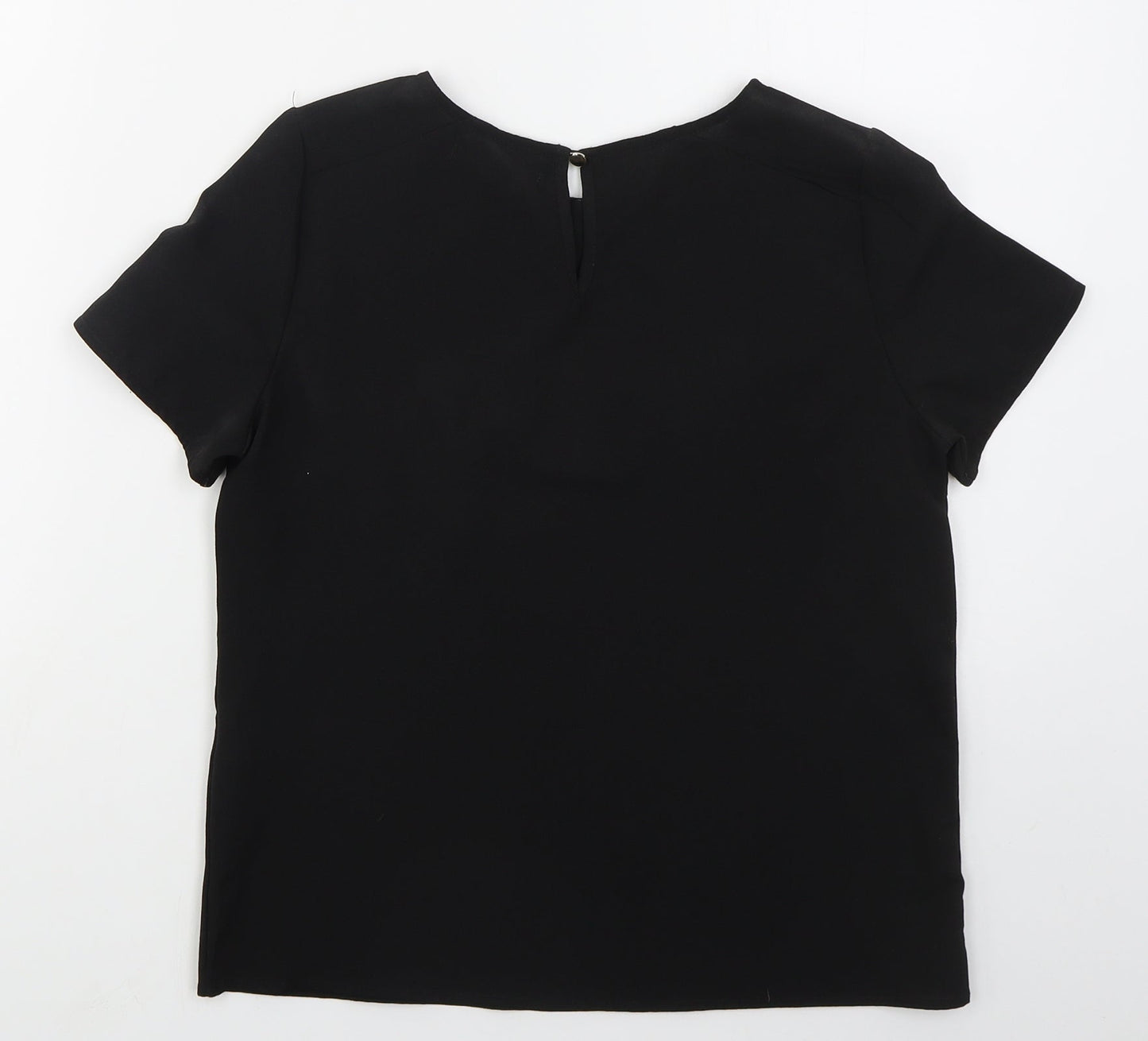 New Look Womens Black  Polyester Basic T-Shirt Size 6 Round Neck