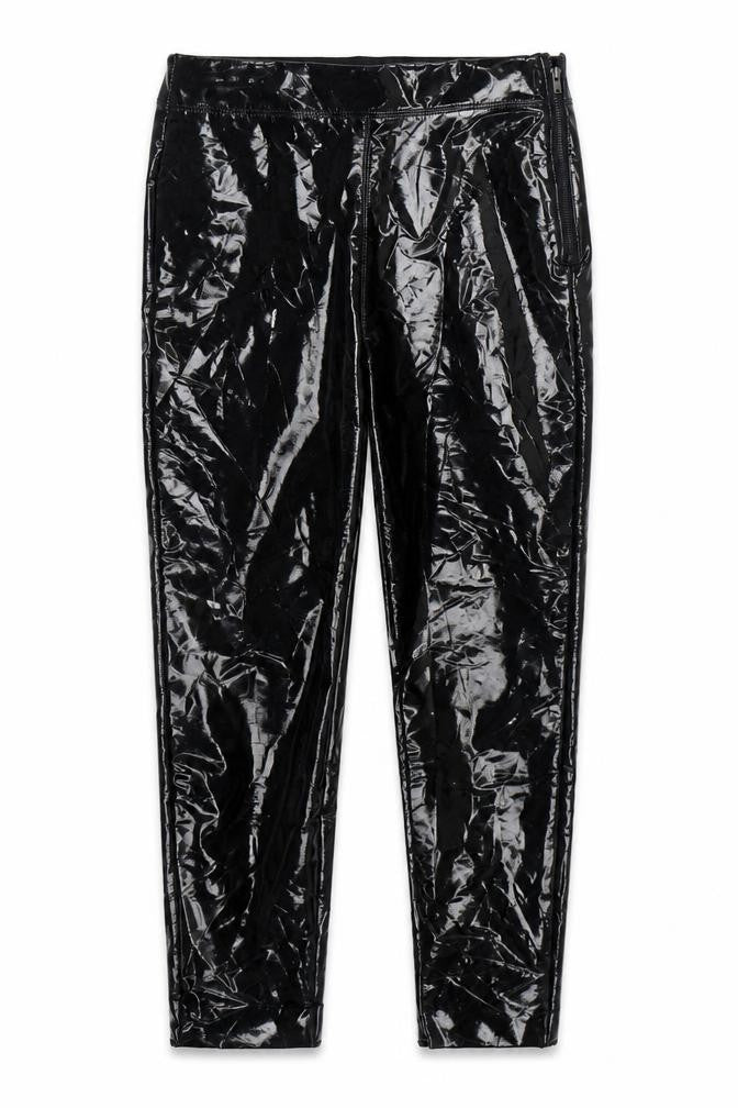 Topshop Womens Black  Polyurethane Trousers  Size 4 L25 in Regular Zip