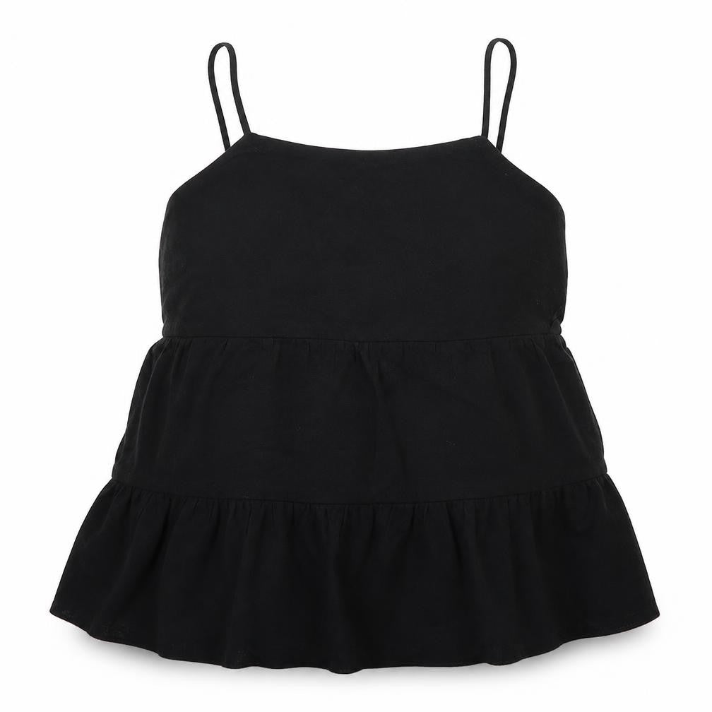 New Look Womens Black  Viscose Basic Tank Size 6 Scoop Neck