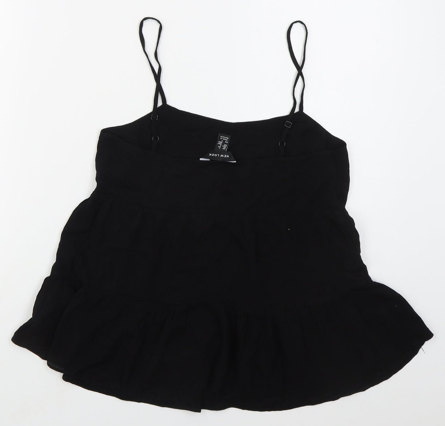 New Look Womens Black  Viscose Basic Tank Size 6 Scoop Neck