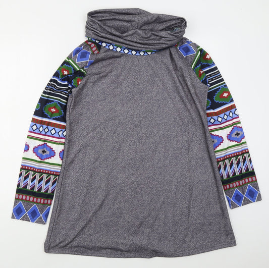 Miss Look Womens Grey Geometric Polyester Pullover Sweatshirt Size XL  Pullover