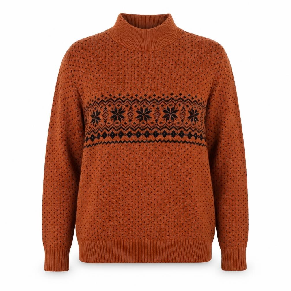 Ouvir Womens Orange Mock Neck Geometric Acrylic Pullover Jumper Size S