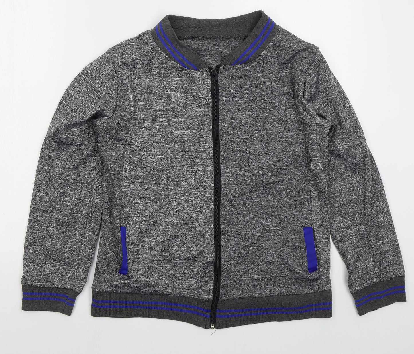 Preworn Boys Grey  Polyester Full Zip Sweatshirt Size L  Zip - Blue
