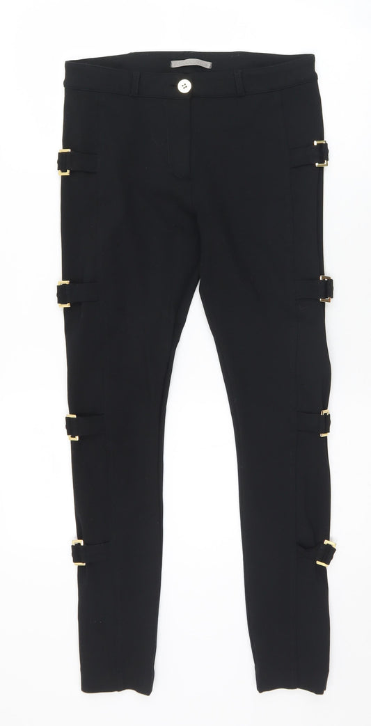 Absolutti Womens Black  Viscose Trousers  Size 10 L28 in Regular Zip