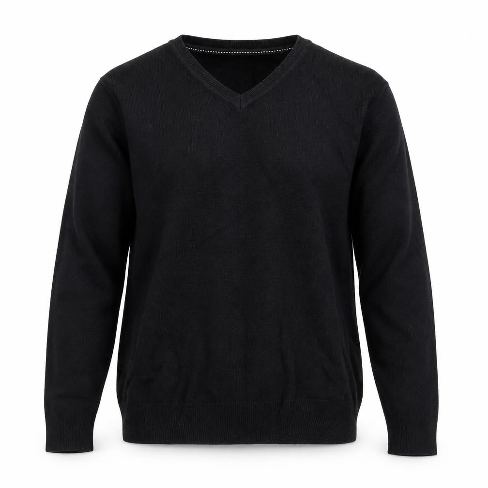 Easy Mens Black V-Neck  Acrylic Pullover Jumper Size M