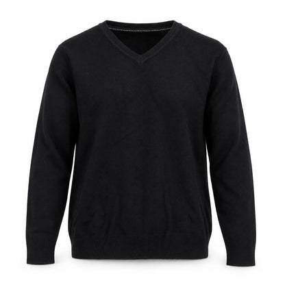 Easy Mens Black V-Neck  Acrylic Pullover Jumper Size M