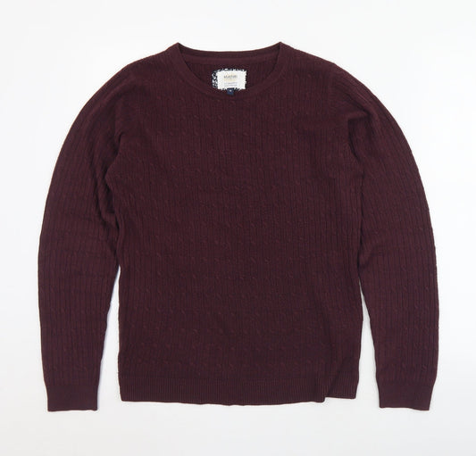 Maine Womens Purple Crew Neck  Acrylic Pullover Jumper Size 10