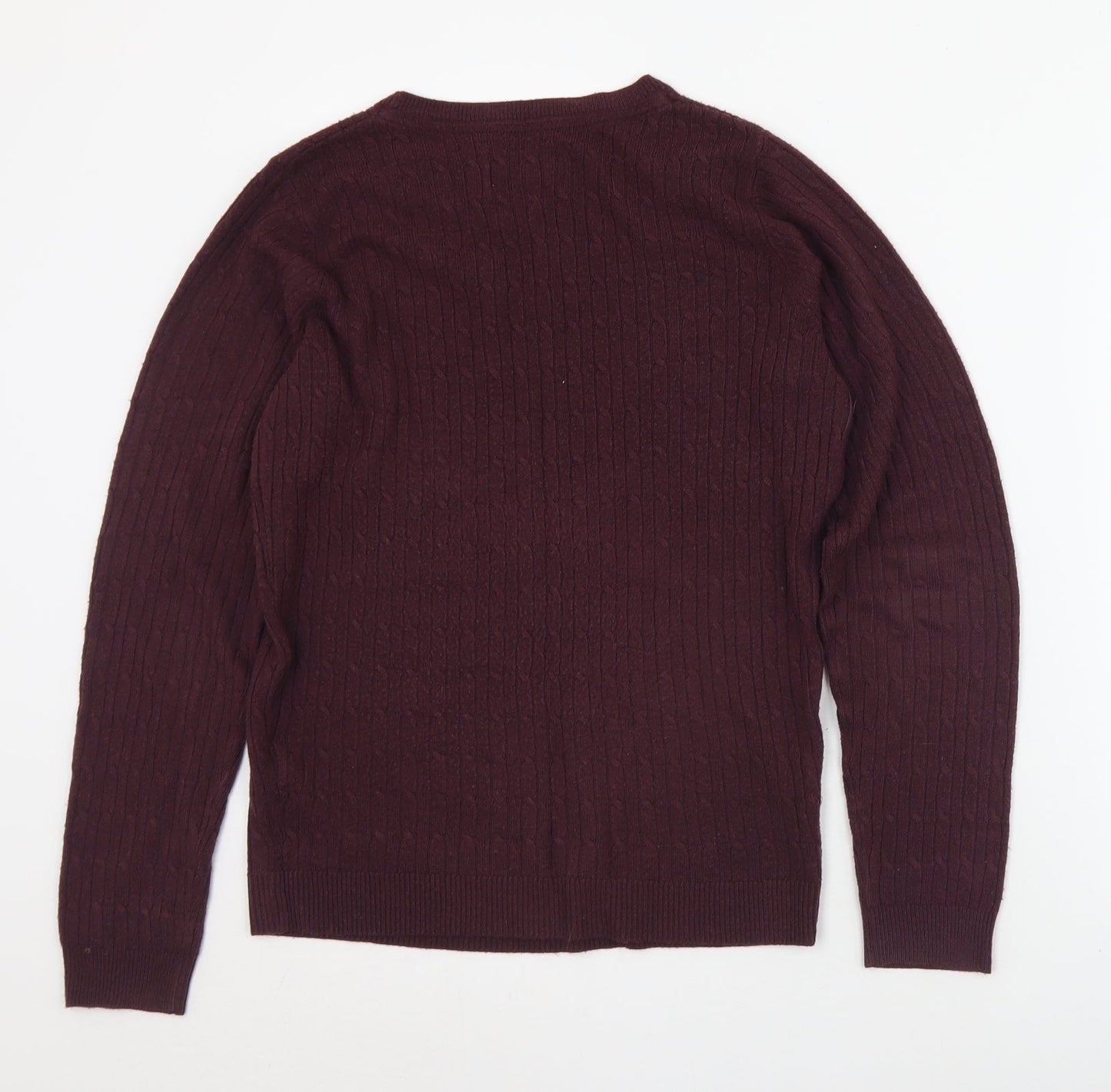 Maine Womens Purple Crew Neck  Acrylic Pullover Jumper Size 10