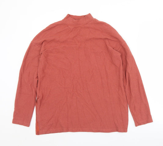 Zara Womens Brown  Polyamide Jersey T-Shirt Size S Mock Neck
