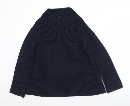 Preloved Topshop Womens Black Mock Neck  Acrylic Pullover Jumper Size 10 - Front