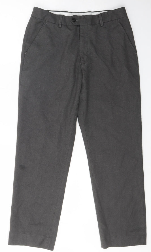 1880 club Mens Grey  Polyester Dress Pants Trousers Size 30 L26 in Classic Zip