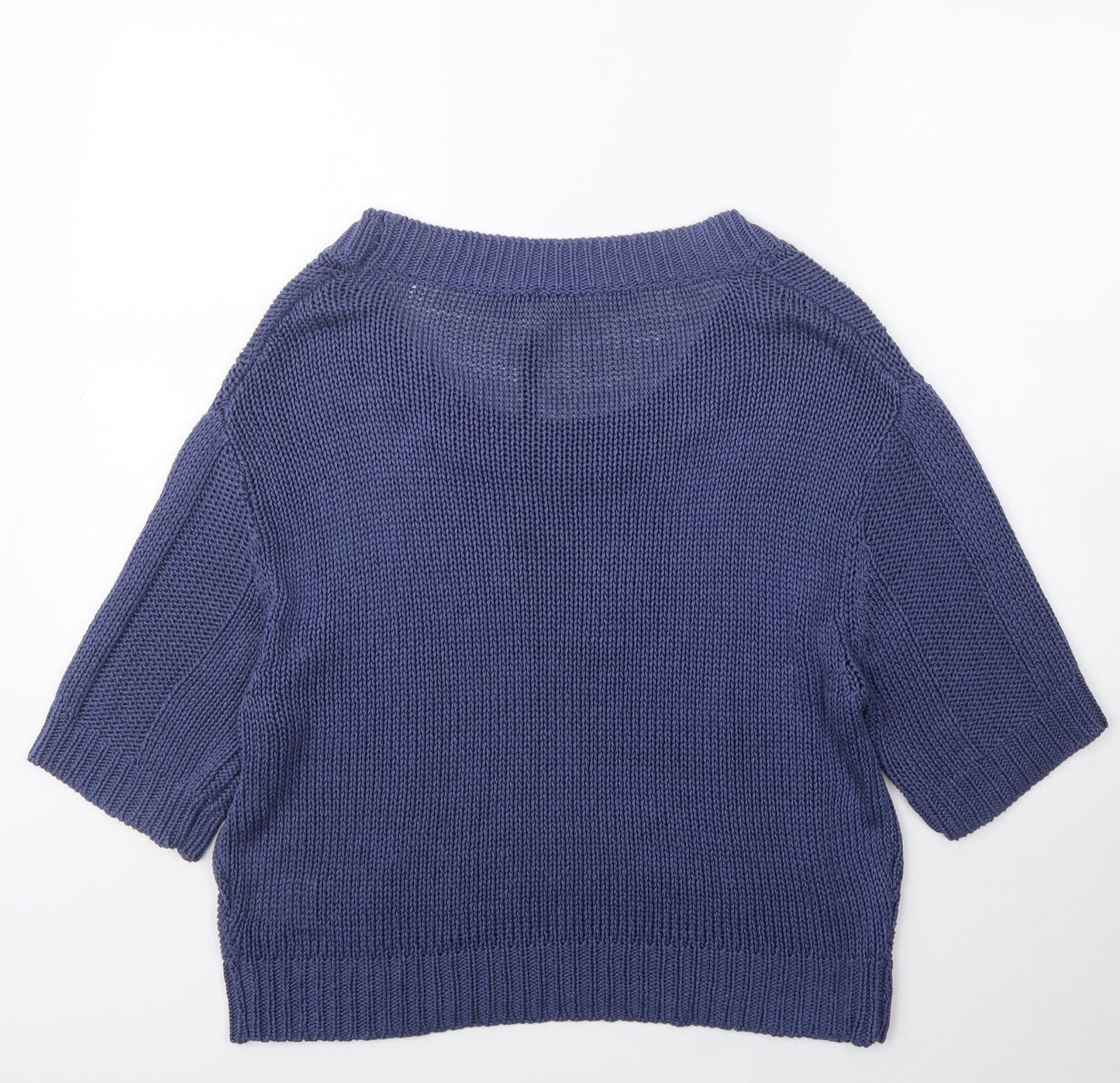 Fashion Union Womens Blue Scoop Neck  Acrylic Pullover Jumper Size L