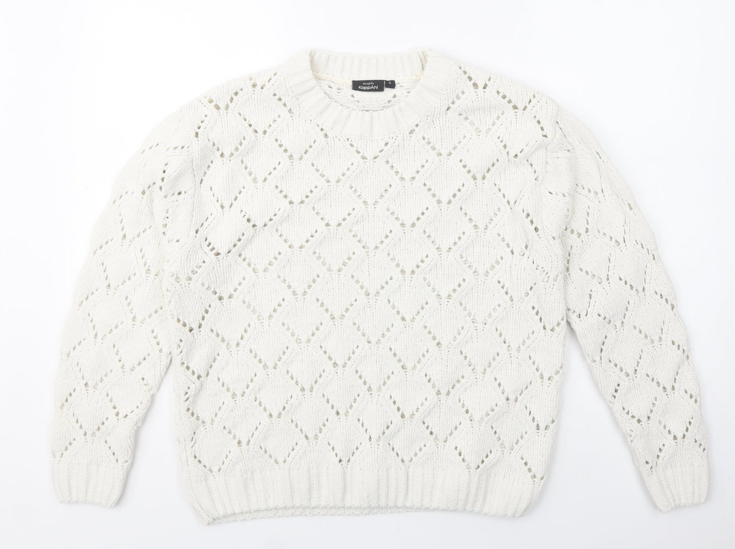 KappAhl Womens Ivory Crew Neck  Polyester Pullover Jumper Size S