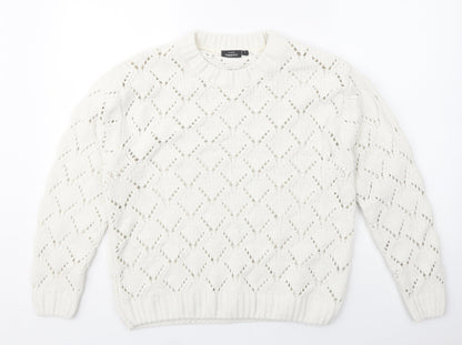 KappAhl Womens Ivory Crew Neck  Polyester Pullover Jumper Size S