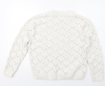 KappAhl Womens Ivory Crew Neck  Polyester Pullover Jumper Size S