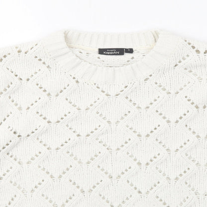 KappAhl Womens Ivory Crew Neck  Polyester Pullover Jumper Size S