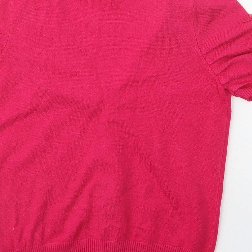 BHS Womens Pink V-Neck  Viscose Cardigan Jumper Size 10